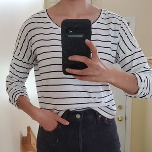 White Striped Navy and White Top